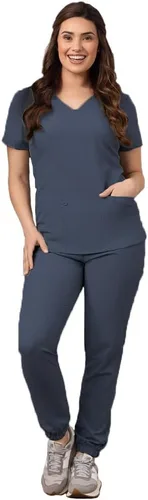Green Town Conjunto médico de enfermería GT 4FLEX para mujer, camiseta y pantalón, colores sólidos y estampados