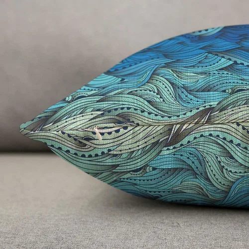 Miniatura 6 de TKS MITLAN Fundas de almohada abstractas con ondas 18 x 18 pulgadas, fundas de almohada decorativas con gradiente azul de agua de mar, ondas