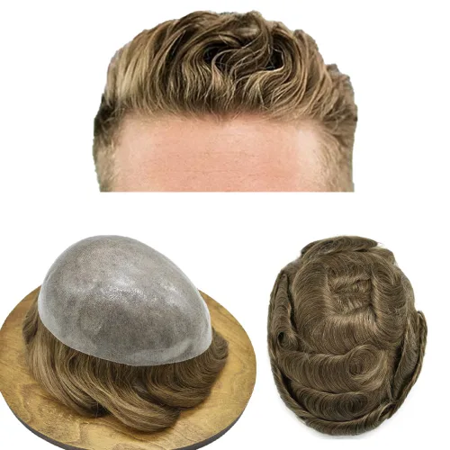 Miniatura 24 de Toupee for Men Hair Piece Real Human Hair Full Poly Skin Mens Toupee Mens Hair System Injected PU Hair System Invisible Hairpiece for