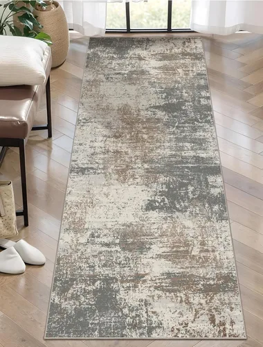 Miniatura 18 de Ciicool Alfombra de pasillo lavable de 2 x 6, alfombra moderna abstracta para pasillo, antideslizante, delgada, ligera, con estampado gris marino