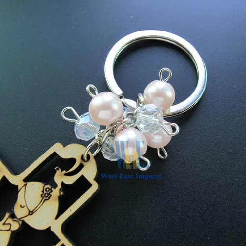 Miniatura 7 de 12 piezas de llavero de madera de primera comunión para regalo de niña para invitados Recuerdos para Primera Comunión con bolsas de regalo