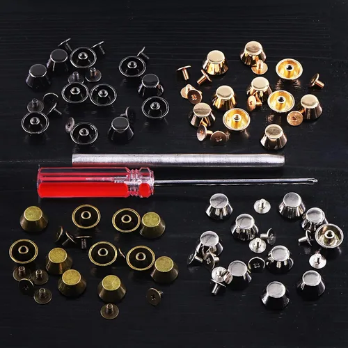 Miniatura 5 de Swpeet 42 juegos de 4 colores de 0.453 x 0.197 in – 0.45 x 0.2 pulgadas de aleación de tornillo trasero con punta de tuerca para bolso de mano
