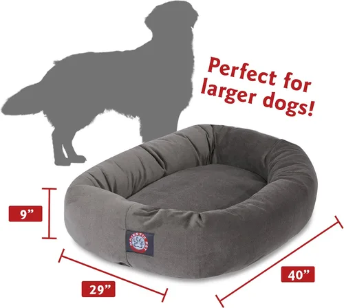 Miniatura 3 de Majestic Pet Cama para Perros Grandes Lavable de 40 Pulgadas, Mueble Ortopédico en Forma de Donut para Perros Grandes, Almohadilla y Alfombra de Gris