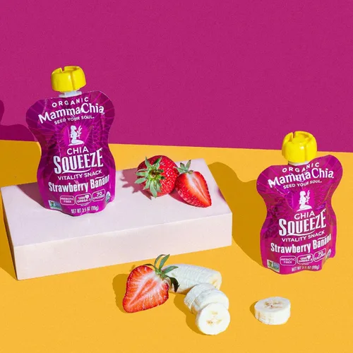 Miniatura 6 de Mamma Chia Organic Vitality Squeeze Snack, fresa y banano, 24 bolsas de chía de 3.05 onzas. Orgánico USDA, sin OMG, vegano, sin gluten y Kosher.