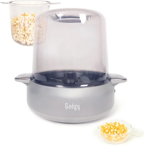 Miniatura 10 de Gadgy Máquina de palomitas de maíz – Máquina eléctrica de 800 W para hacer palomitas de maíz de aceite caliente con placa antiadherente, tapa
