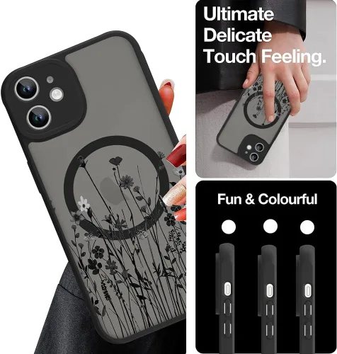 Miniatura 6 de OOK Funda magnética para iPhone 11 [compatible con MagSafe] Funda delgada mate translúcida negra para iPhone 11, funda protectora de lente de Negro