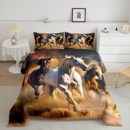 Miniatura 11 de Erosebridal Juego de ropa de cama de oso marrón, juego de edredón de animales de safari en el bosque, acuarela con relleno de edredón de vida
