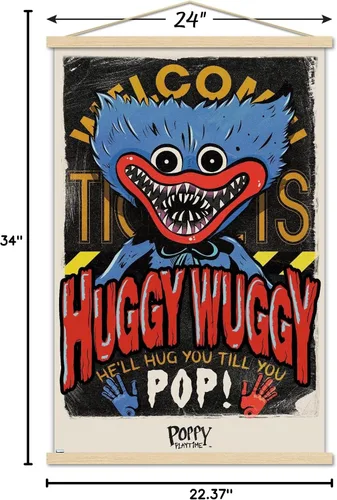 Miniatura 7 de Trends International Poppy Playtime - Póster de pared Huggy Wuggy, 22.37 x 34.00 pulgadas, paquete de impresión prémium y colgador de madera de haya