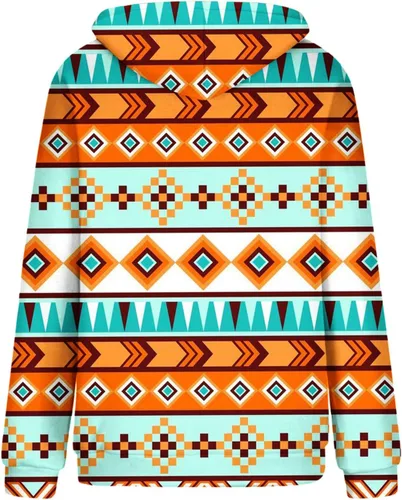 Miniatura 8 de Sudaderas con capucha azteca occidental para mujer, sudaderas de manga larga con gráficos vintage, camisetas de vaquera, ropa 2023