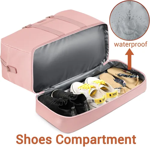 Miniatura 41 de IBFUN Bolsas de fin de semana para mujer, bolsa grande de lona para viaje, bolsa de viaje con compartimento para zapatos, 21 pulgadas, juego de 3