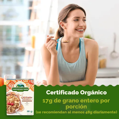 Miniatura 4 de Cascadian Farm Cereal de crujido de canela orgánico, cereal de grano entero, 9.2 oz