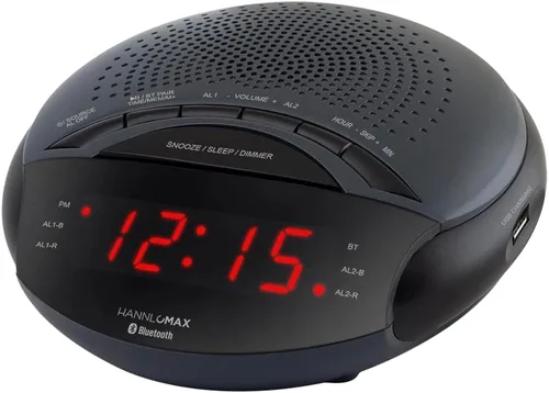 Miniatura 3 de HANNLOMAX HX-139CR Radio despertador, radio FM PLL con estaciones preestablecidas, alarma dual, pantalla LED roja de 0.6 pulgadas, puerto USB