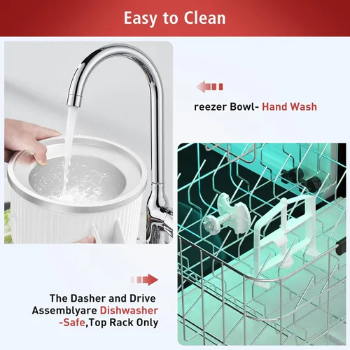 Miniatura 5 de Accesorio para batidora KitchenAid, cuenco de helado compatible con batidoras de soporte de 4.5 cuartos y 6 cuartos de galón o más grandes