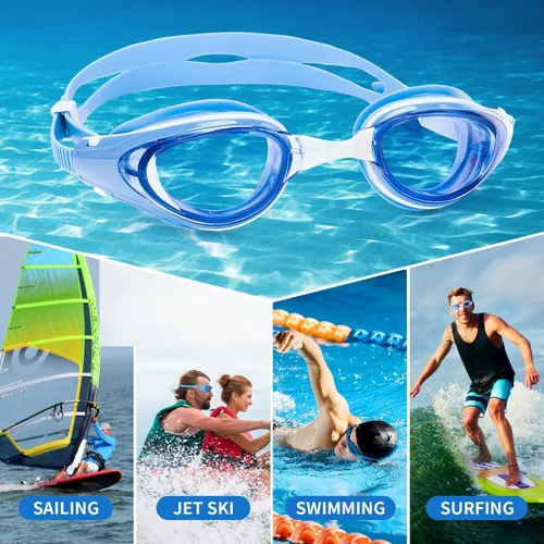 Miniatura 2 de WAVE Gafas de natación miope, gafas de natación miopes para adultos y jóvenes, marco de silicona cómodo con protección UV antivaho Azul Aqua