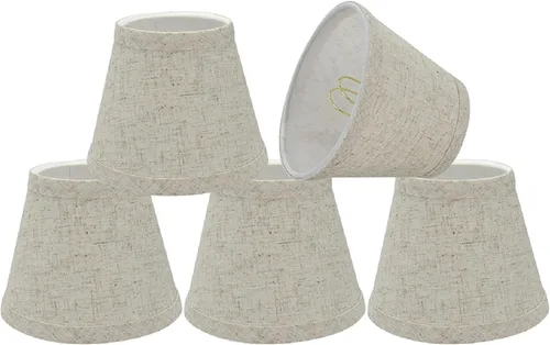 Aspen Creative 32063-5A, pantalla de lámpara de araña con clip, color beige, parte superior de 3 pulgadas x 5 pulgadas inferior x 4 pulgadas de