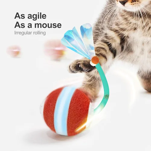 Miniatura 2 de Jkanti Juguetes Interactivos para Gatos de Interior, Pelota de Gato Ágil en Movimiento de 3ra Generación con Cola de Malla Elástica, Juguetes Verde