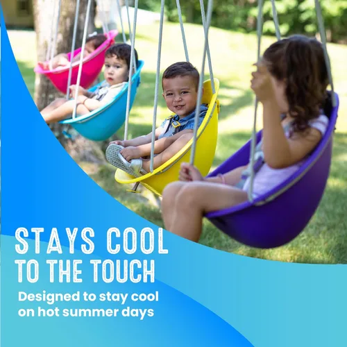 Miniatura 6 de Swurfer Columpio de coco para niños pequeños, cómodo columpio para bebé al aire libre, arnés de seguridad ajustable de 3 puntos, sistema de bloqueo