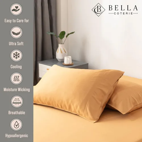 Miniatura 2 de Bella Coterie Juego de fundas de almohada de viscosa de bambú de lujo tamaño queen 100% cultivado orgánicamente Ultra suave Refrescante 2