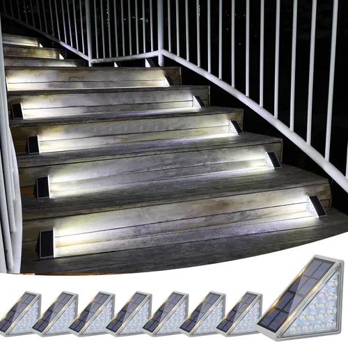 Miniatura 7 de VOLISUN Paquete de 8 luces solares para escaleras, 7 colores fijos, luces solares para escalones al aire libre, impermeables, IP67, luz LED