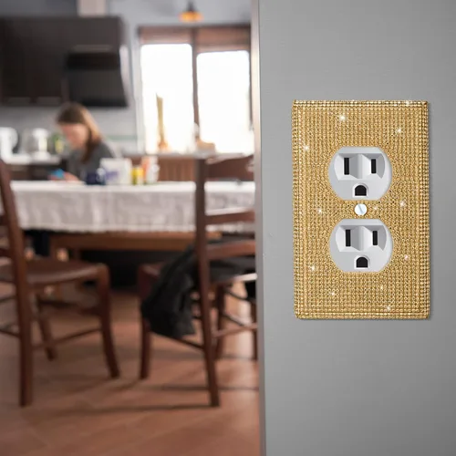 Miniatura 5 de 2 piezas de cubierta brillante para interruptor de luz brillante, cubierta de interruptor de luz brillante, cubierta de placa de pared con diamantes