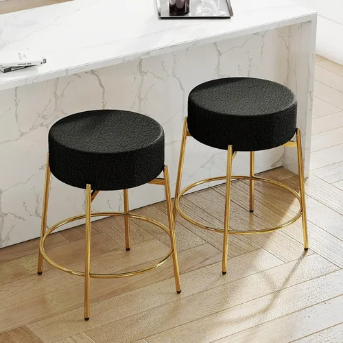 Miniatura 11 de SoarFlash - Juego de 2 taburetes de bar modernos giratorios, taburetes de barra de 24" Sherpa con asiento giratorio de altura de mostrador