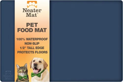 Miniatura 4 de Neater Pet Brands Neater Mat - Tapetes para mascotas para comida y agua, tapete para tazón de gato y perro, de silicona impermeable, bandeja de Azul