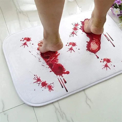Alfombra de baño de Halloween, alfombra de sangre de broma, alfombra de baño que cambia de color cuando se moja, antideslizante, decoración de