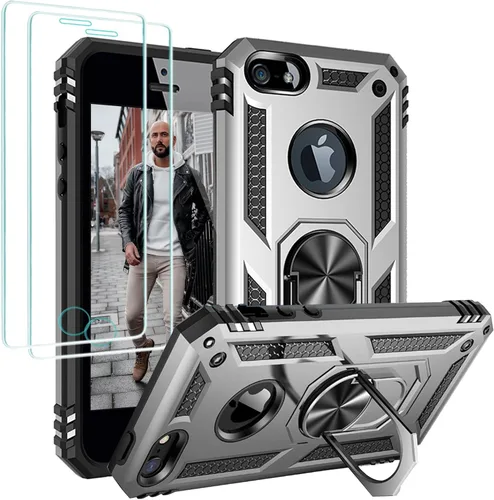 Miniatura 17 de Jeylly Funda para iPhone SE/Funda para iPhone 5S, Exterior de Plástico Duro que Absorbe Golpes + Interior de Silicona de Goma Defensor contra