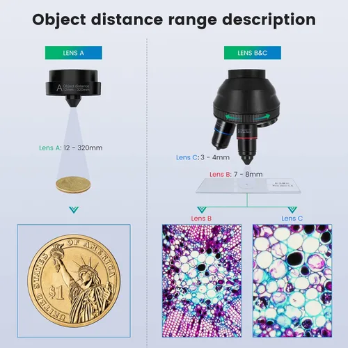 Miniatura 2 de JL246P Microscopio digital LCD de 3 lentes de 7 pulgadas 1000X, microscopio biológico con diapositivas preparadas para adultos y niños, 12MP