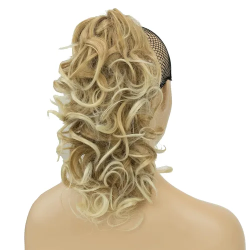 Miniatura 2 de IMISSU Extensiones de cabello rizado desordenado, cola de caballo con clip de cola de caballo (rubio playa)