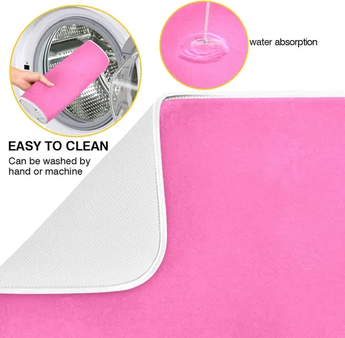 Miniatura 2 de Tapete de secado de platos pequeño rosa intenso Xl para platos, accesorios de cocina, mostrador de microfibra, escurridor de platos, resistente al