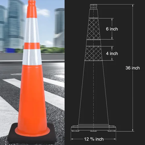 Miniatura 2 de Paquete de 6 conos de tráfico de PVC extra grandes de 36 pulgadas con base resistente, conos de seguridad de alta visibilidad para todo