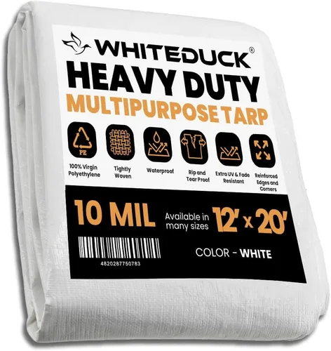 Miniatura 63 de WHITEDUCK Lona de polietileno súper resistente de 16 mil de grosor, 12 x 16 pies, impermeable, 100% resistente a los rayos UV, a prueba de Azul- 16