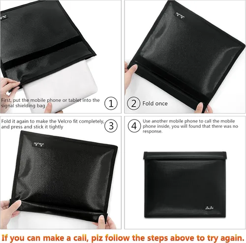 Miniatura 4 de Paquete de 4 bolsas Faraday de grado militar, bolsa Faraday para computadoras portátiles, tabletas y teléfonos, bolsas Faraday a prueba de emp