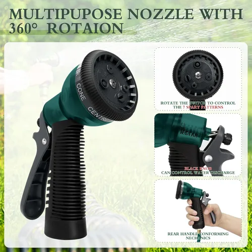 Miniatura 3 de Manguera de jardín de bobina de EVA de 25 pies con conector de latón de 3/4 pulgadas, manguera de agua en espiral, ligera y sin torceduras, incluye
