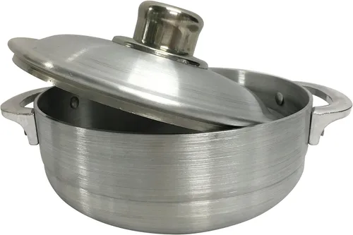 Miniatura 5 de Wee's Beyond Horno holandés Caldero de calibre pesado con tapa de aluminio, 3.7 cuartos de galón, color plateado