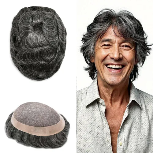 Miniatura 11 de Mens Toupee Hair Piece For Men Fine Mono Men Hair System Toupee For Men Hair Piece Real Human Hair System For Men Protesis Capilar Para Hombre 6x9