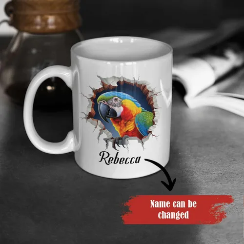 Miniatura 2 de Tazas de café blancas coloridas personalizadas de loro de 11 oz 15 onzas regalo para los amantes de los loros, regalos de taza de viaje de loro