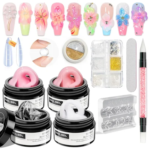 Miniatura 25 de Gel Constructor Sólido para Uñas - Gel de Arte de Uñas 3D Claro Transparente Antiadherente para Manos para Tallado, Moldeado, Patrones