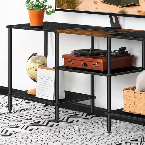 Miniatura 4 de Soporte de TV de 50 pulgadas para sala de estar, centro de entretenimiento negro con almacenamiento para TV de 50 43 40 32 pulgadas, mesa de consola