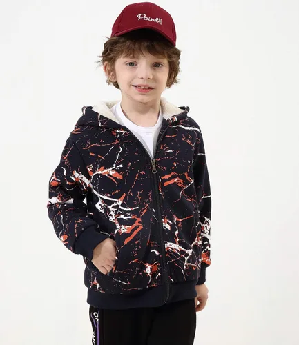 Miniatura 2 de Bumeex - Sudadera Sherpa con capucha, forro polar y cremallera para niño