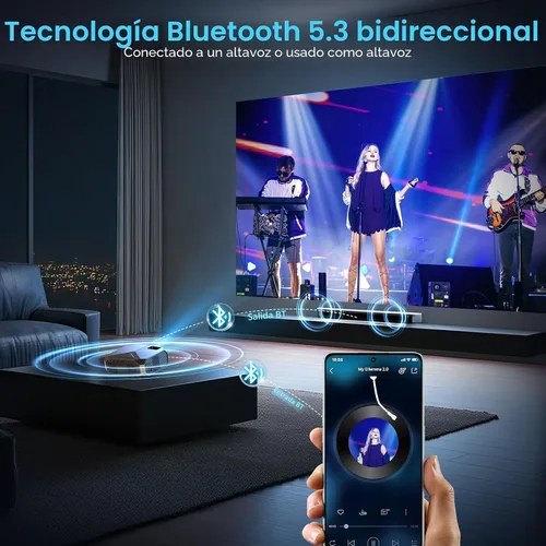 Miniatura 6 de [Compatible con Netflix/alto brillo] Proyector inteligente con WiFi 6 y Bluetooth 5.3, proyector de películas para exteriores 4K con Prime