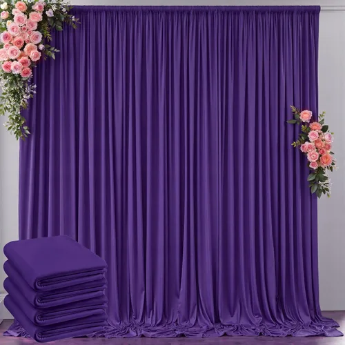Miniatura 139 de Cortinas de telón de fondo blanco de 30 pies x 8 pies para fiestas de boda, 6 paneles de 5 pies x 8 pies, cortinas de fotografía de poliéster sin