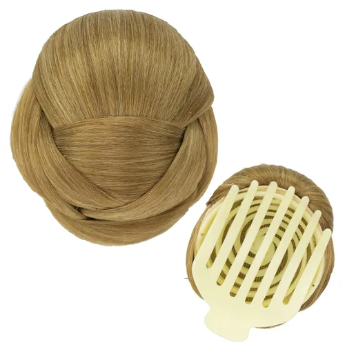 Miniatura 19 de IMISSU Trenzado Chignon Dancer Hair Donut Hairpieces Scrunchie Claw Hair Moño Updo para bodas y fiestas (M3 rubio ceniza)