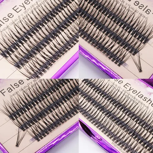 Miniatura 9 de Bodermincer 120 piezas de 0.004 in de grosor hechas a mano, cola de pez, pestañas postizas gruesas, naturales, largas, negras, individuales
