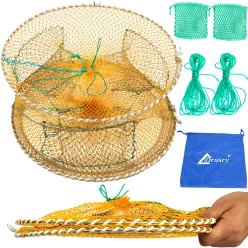 Miniatura 11 de Drasry Trampa para Cangrejos Cebo para Langosta Cangrejo de Río Camarón Portátil Plegable Red de Lanzar Mágica Plegable Trampas de Pesca Redes