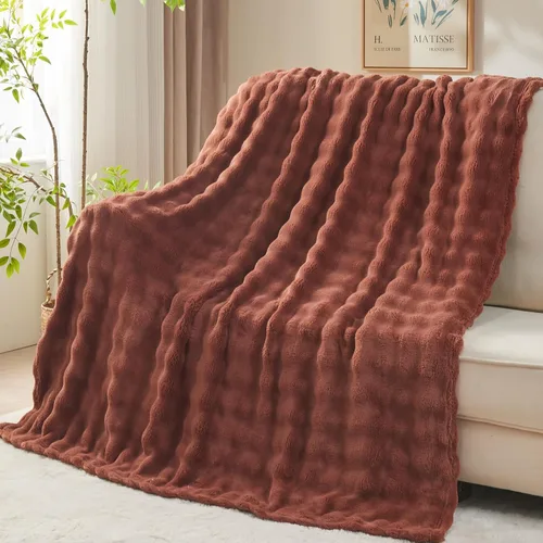 Miniatura 24 de NEWCOSPLAY Manta para Sofá Aqua Súper Suave de Franela Polar 3D Burbuja Ligera Manta de Cama para Uso en Todas las Estaciones (Aqua, Throw(50"x60"))