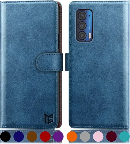 Miniatura 14 de SUANPOT Funda tipo cartera para Motorola Moto Edge 5G UW/Edge 2021 con bloqueo RFID, soporte para tarjetas de crédito, funda de piel sintética