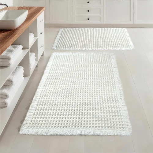 Miniatura 15 de Alfombras de Baño con Textura Waffle, Tapetes de Baño Bohemios Súper Absorbentes, Tapetes Antideslizantes para Ducha, para Piso de Baño y Bañera