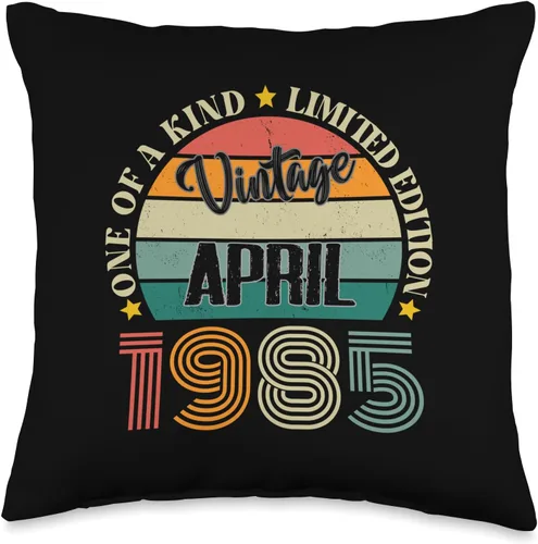 Vintage Birthday Retro Limited Edition Retro Gifts 39 Year Old Vintage April 1985 39th Birthday Retro Throw Pillow, 16x16, Multicolor